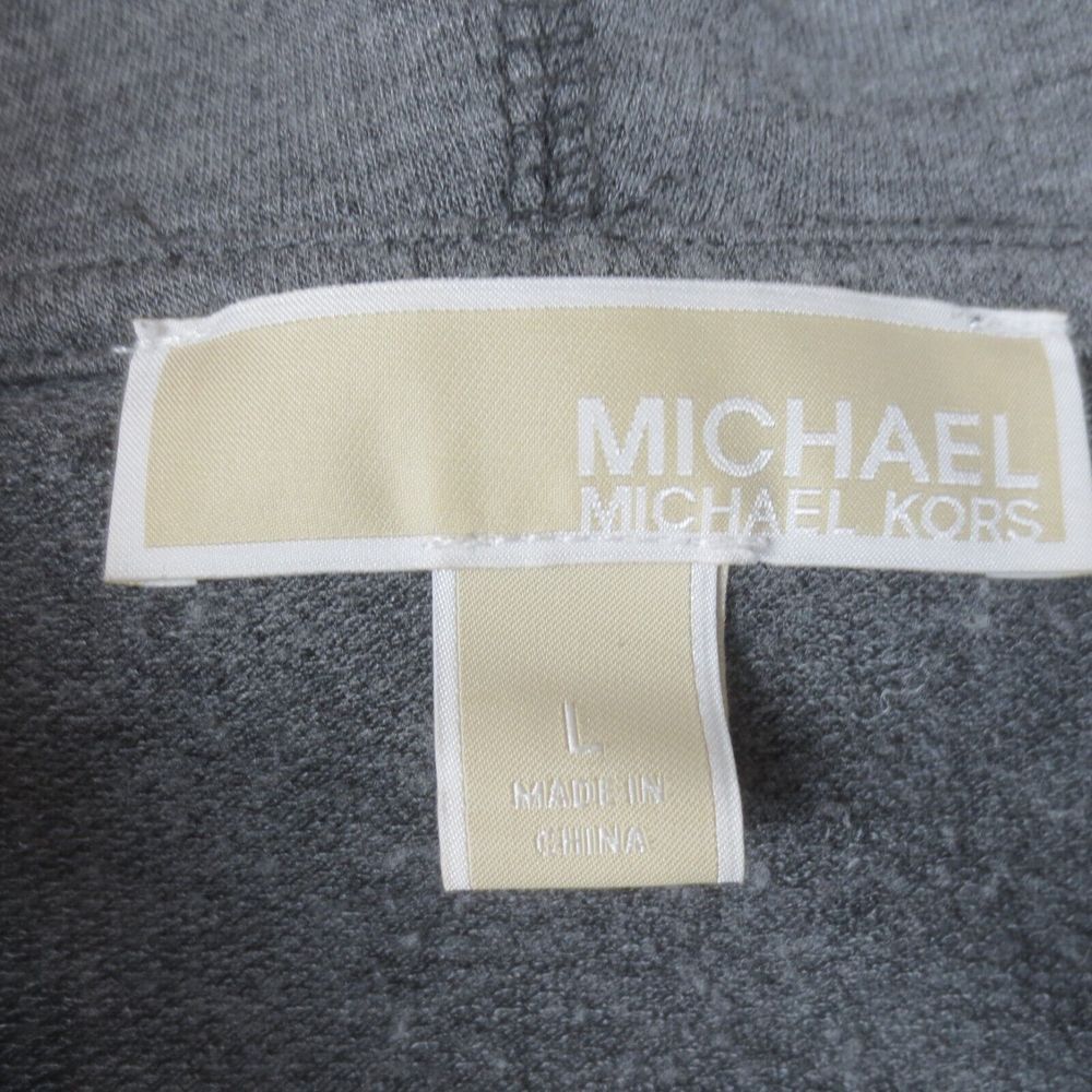 Michael Kors Top Womens L‎ Gray Cowl Neck Rhinestone Stretch Knit Sweater Logo - Picture 5 of 10